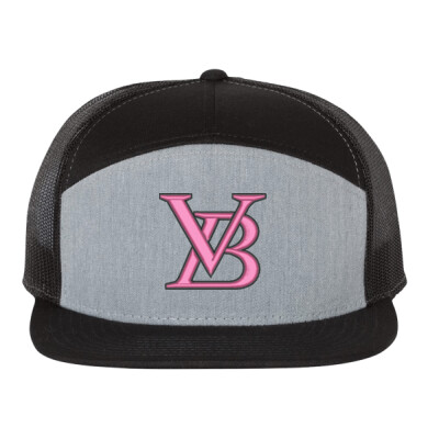 Richardson Flat Bill 7-Panel Trucker with Mesh Back - Hot Pink/Black Thumbnail