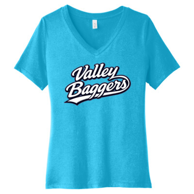 Ladies Relaxed Jersey V-Neck Tee - Valley Baggers Script Thumbnail
