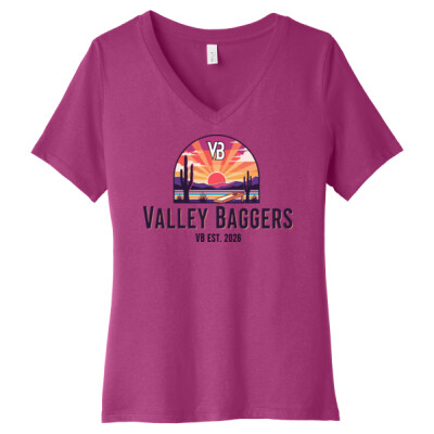 Ladies Relaxed Jersey V-Neck Tee - Valley Baggers Sunset Thumbnail